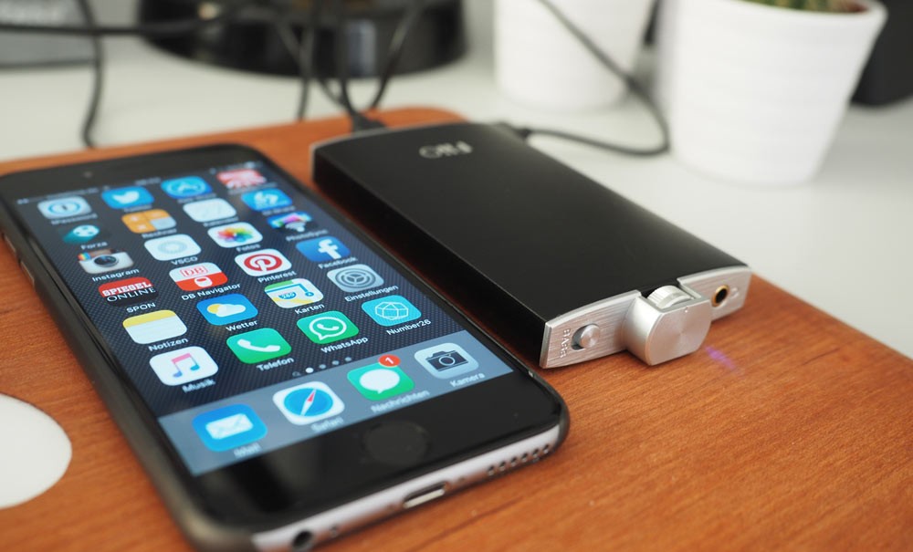 Größenvergleich iPhone / Fiio Q1